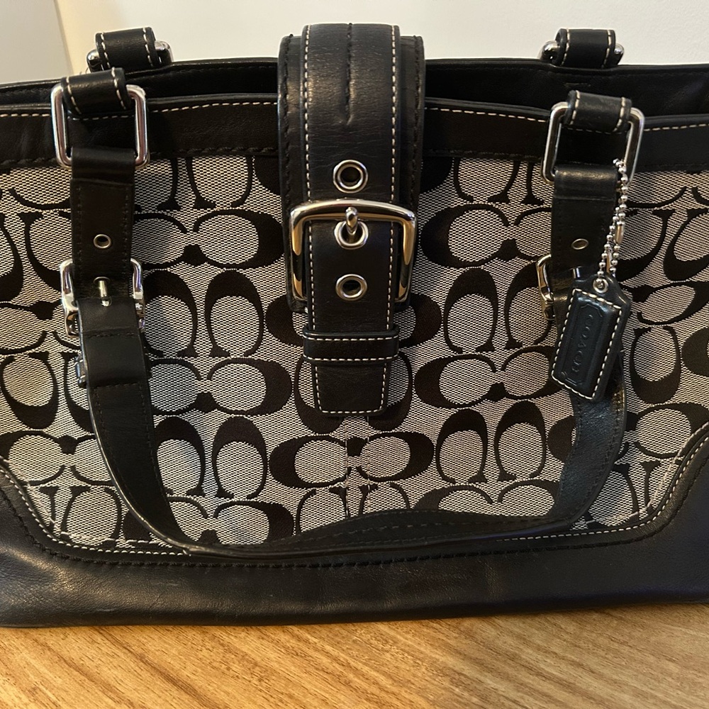 Coach Black and Gray Signature Tote